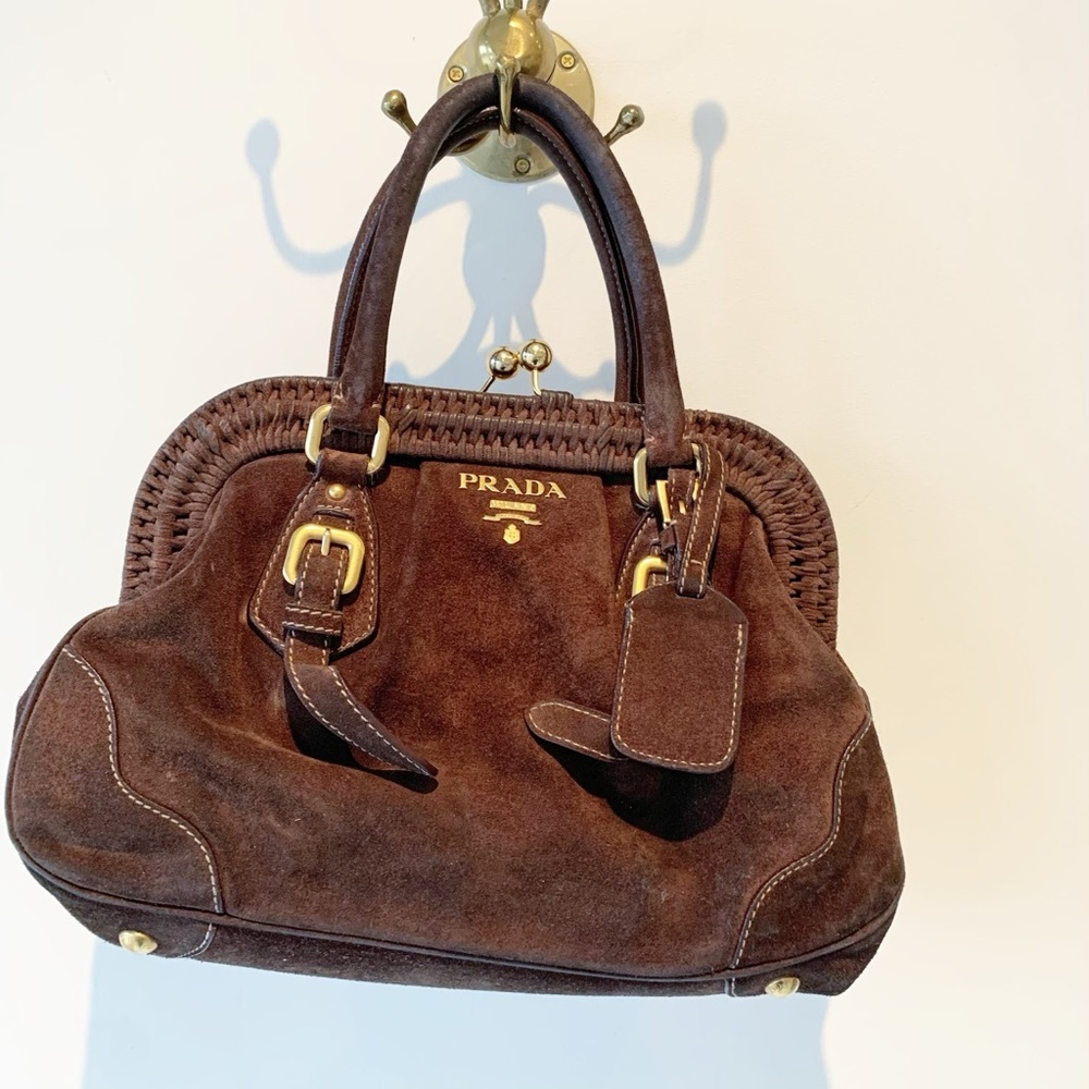 Prada handbag, brown suede